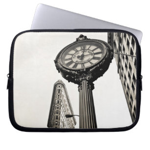 New York City - Flatiron Building and Clock Laptop Sleeve