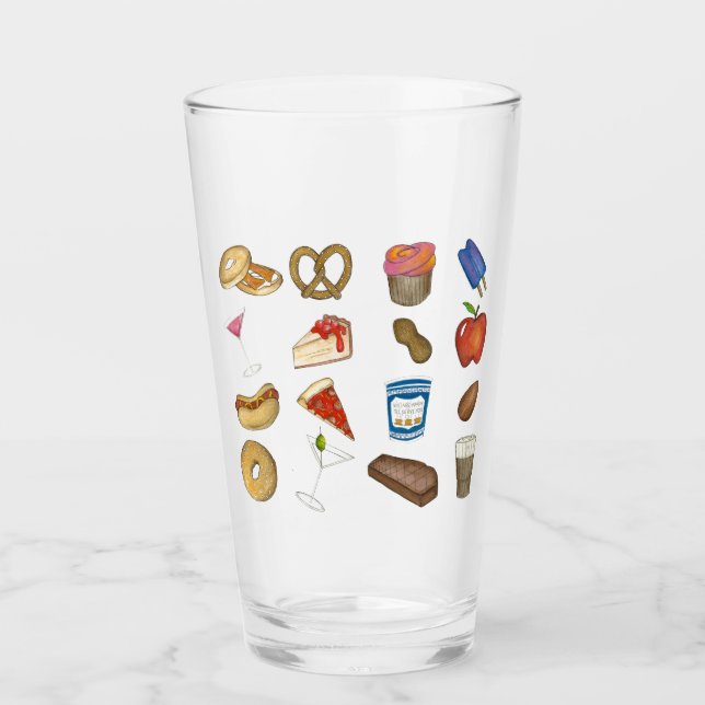 New York City Foodie Iconic NYC Foods Glass (Front)