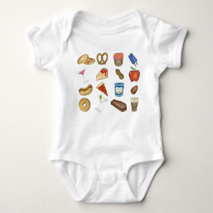 New York City Foodie NYC Foods Tourist Food Print Baby Bodysuit