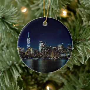 New York City Freedom Tower Skyline Ceramic Ornament