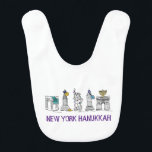 New York City Hanukkah Chanukah NYC Happy Holidays Bib<br><div class="desc">Features an original pen-and-ink illustration of various New York City landmarks "dressed up" for the holiday season. Perfect for Hanukkah!

Don't see what you're looking for? Need help with customisation? Contact this designer to have something created just for you.</div>