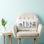 New York City Hanukkah Chanukah NYC Landmarks Lumbar Cushion<br><div class="desc">Decorative graphic print throw pillow features an original pen-and-ink illustration of various classic New York City landmarks "dressed up" for Hanukkah with bows, lights, dreidels, gelt, and a menorah. Great for anyone who loves the holidays in NYC! Don't see what you're looking for? Need help with customisation? Contact Rebecca to...</div>