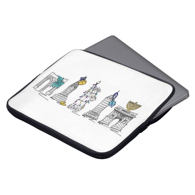 New York City Hanukkah NYC Chanukah Landmarks Laptop Sleeve (Front Top)