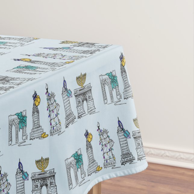 New York City Hanukkah NYC Jewish Holiday Chanukah Tablecloth (In Situ)