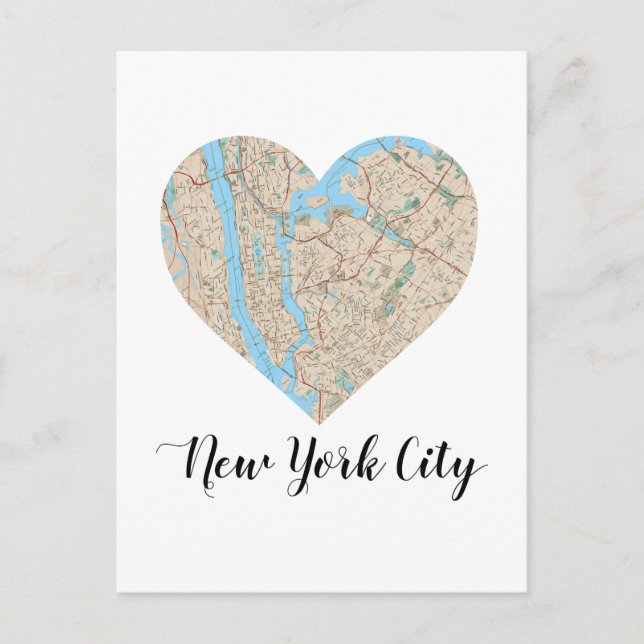 New York City Heart Map Postcard (Front)