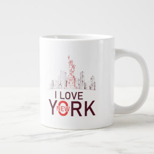 "New York City", "I Love New York" Custom Design Large Coffee Mug