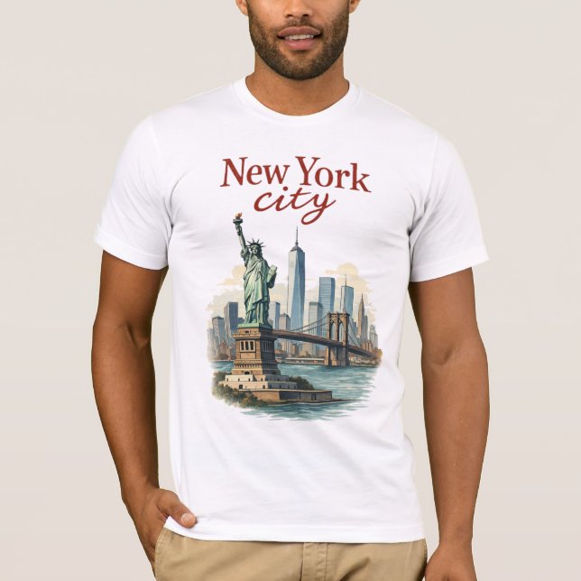 New York City – Iconic Statue & Skyline T-Shirt (Front)