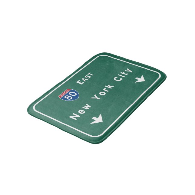 New York City Interstate Highway Freeway Road Sign Bath Mat (Angled)