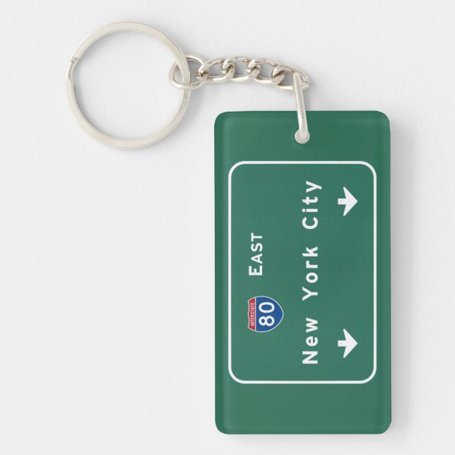New York City Interstate Highway Freeway Road Sign Key Ring (Front)