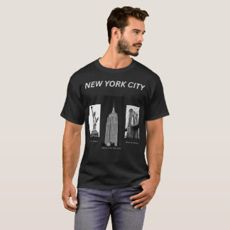 New York City Landmarks Black White Urban Illustra T-Shirt