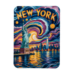 New York City Liberty in Van Gogh Style Travel Magnet