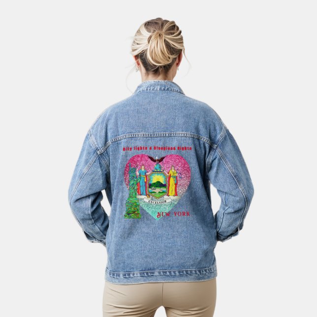 New York City Lights Fun Denim Jacket (Model)