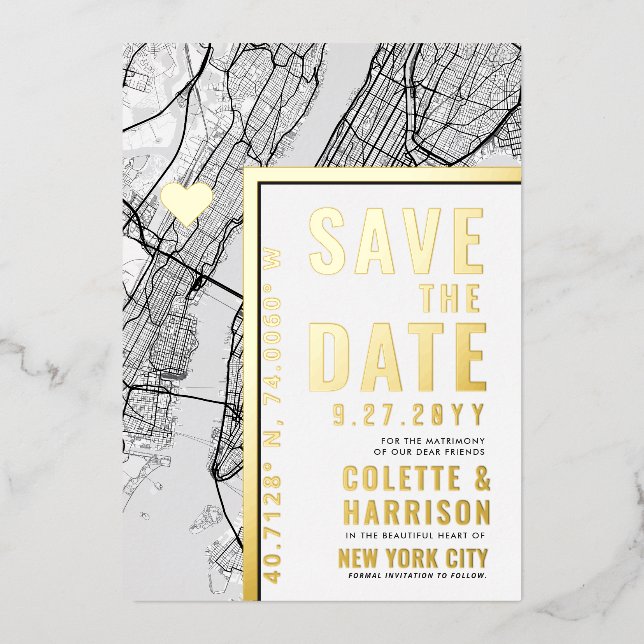 New York City Love Locator | Wedding Save the Date (Front)