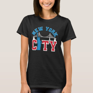 New York City Manhattan Bridge Statue Liberty USA T-Shirt