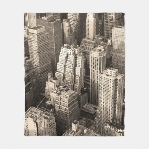 New York City Manhattan skyline aerial view black Fleece Blanket