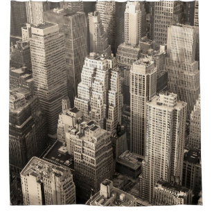 New York City Manhattan skyline aerial view black Shower Curtain
