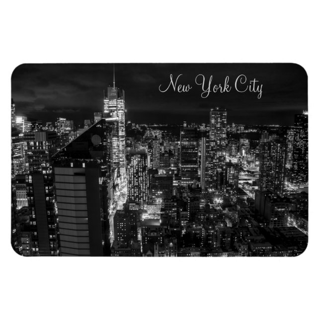New York City Manhattan Skyline at Night Magnet (Horizontal)