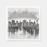 New York City Manhattan Skyline- black and white