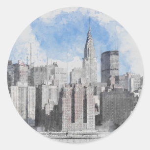 New York City Manhattan Skyline Classic Round Sticker