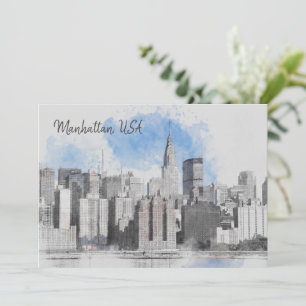 New York City Manhattan Skyline Holiday Card