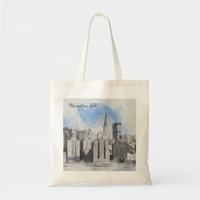 New York City Manhattan Skyline Tote Bag (Front)