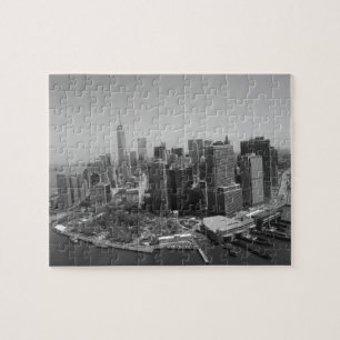 New York City Manhattan Skyscrappers Black White Jigsaw Puzzle