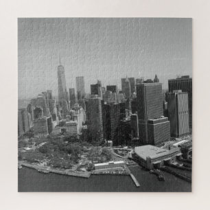 New York City Manhattan Skyscrappers Black White Jigsaw Puzzle