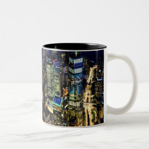 New York City, Manhattan, USA cityscape at night Two-Tone Coffee Mug