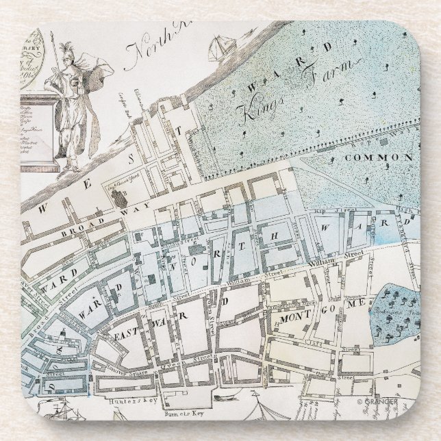 New York City Map, 1728 Coaster (Front)