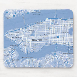 New York City Map (Blue) Mouse Pad