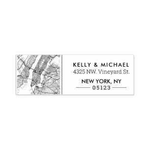 New York City Map   Custom Address Self-inking Stamp