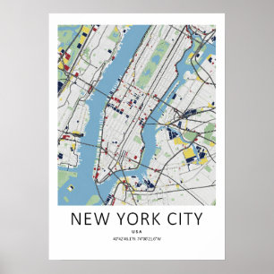 New York City Map Poster Clean Map Art