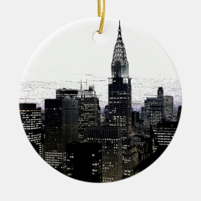 New York City Midtown Ceramic Ornament (Front)