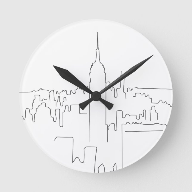 New York City Minimal Line Round Clock (Front)