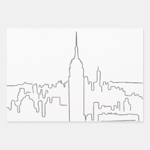 New York City Minimal Line Wrapping Paper Sheet