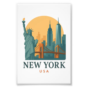 New York City Minimalist Vintage Travel  Photo Print