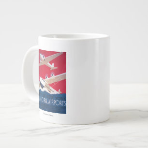 New York City Municipal Airport Vintage Poster Large Coffee Mug