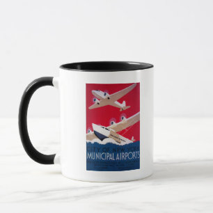 New York City Municipal Airport Vintage Poster Mug