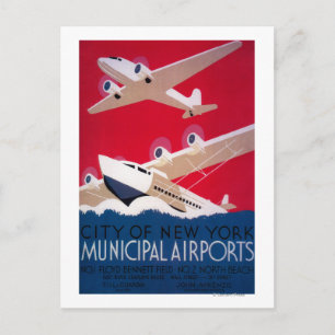New York City Municipal Airport Vintage Poster Postcard
