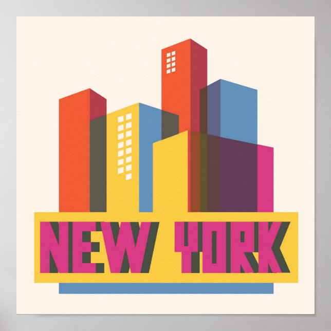 New York City | Neon Skyline Poster (Front)