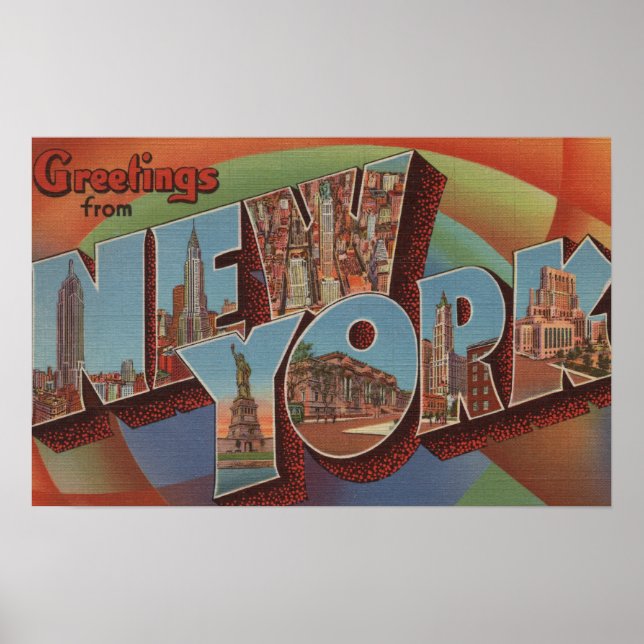 New York City, New York - Large Letter Scenes Poster (Front)