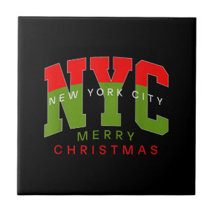 New York City New York Merry Christmas Travel Gift Ceramic Tile