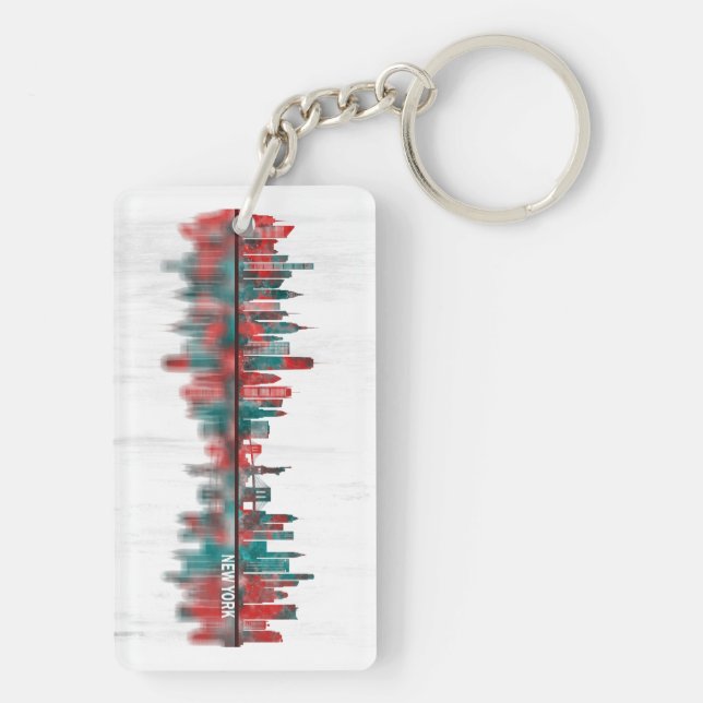 New York City New York Skyline Key Ring (Back)