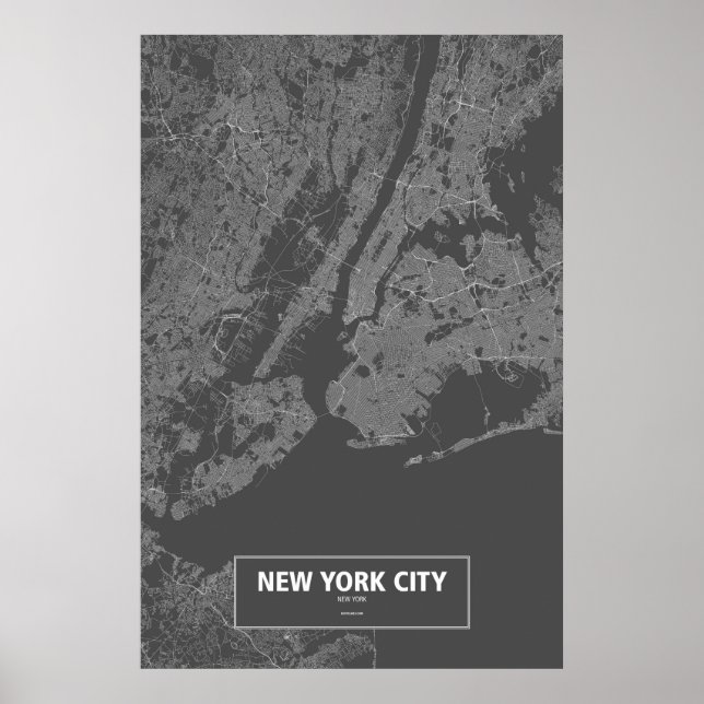 New York City, New York (white on black) Poster (Front)