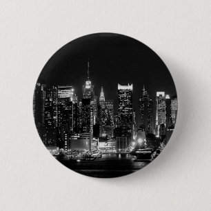 New York City Night 6 Cm Round Badge