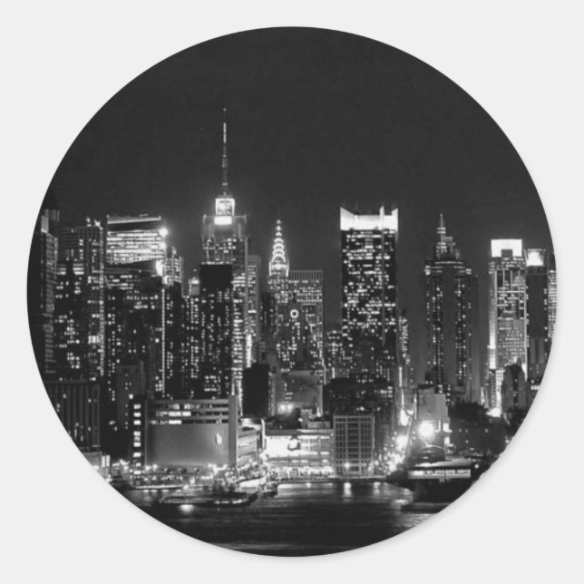 New York City Night Classic Round Sticker (Front)