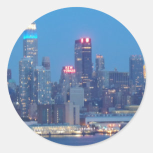 new york city night classic round sticker