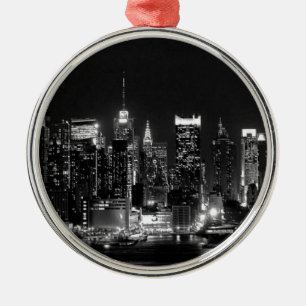 New York City Night Metal Ornament