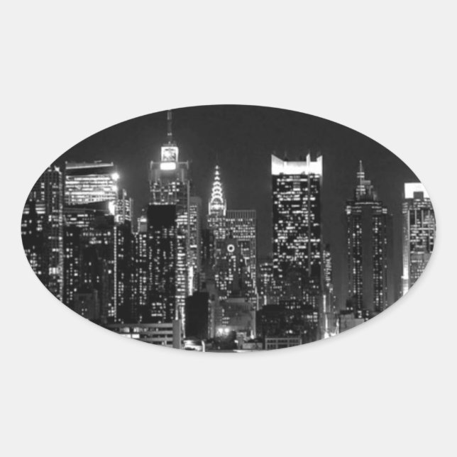 New York City Night Oval Sticker (Front)