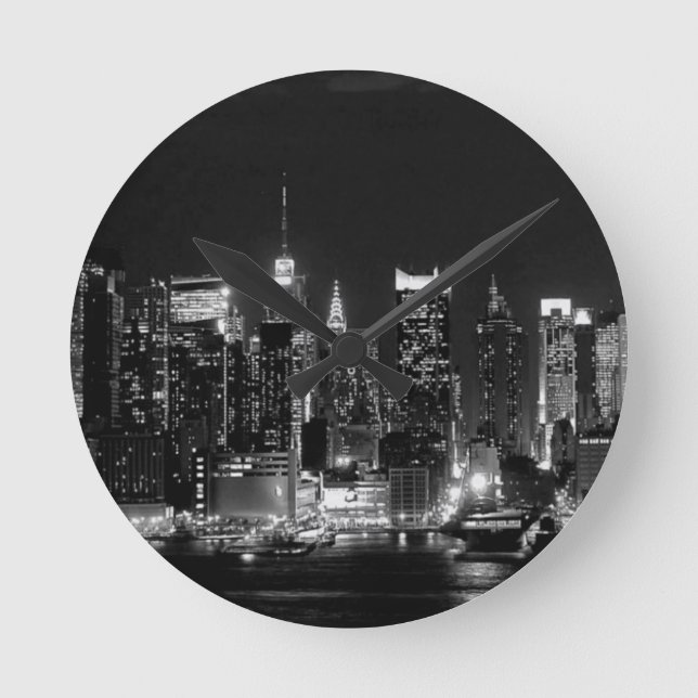 New York City Night Round Clock (Front)